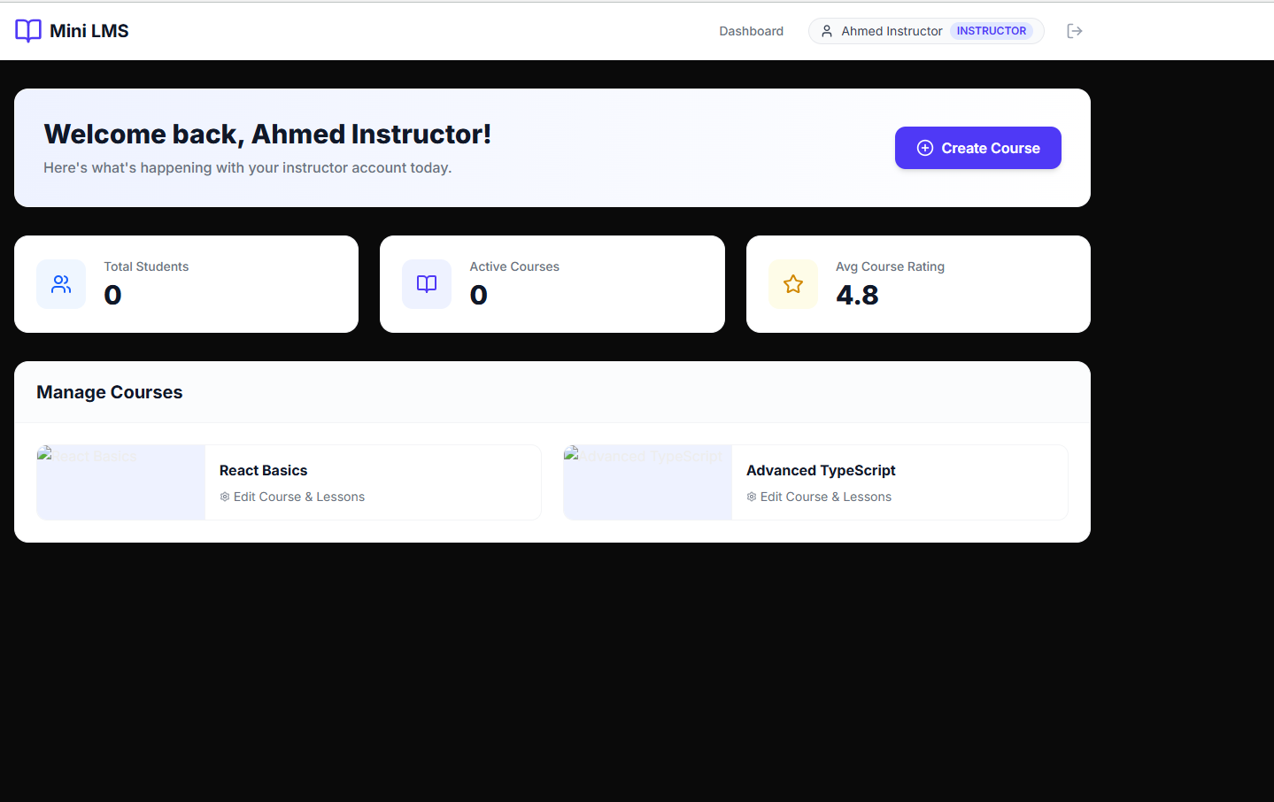 Mni LMS dashboard